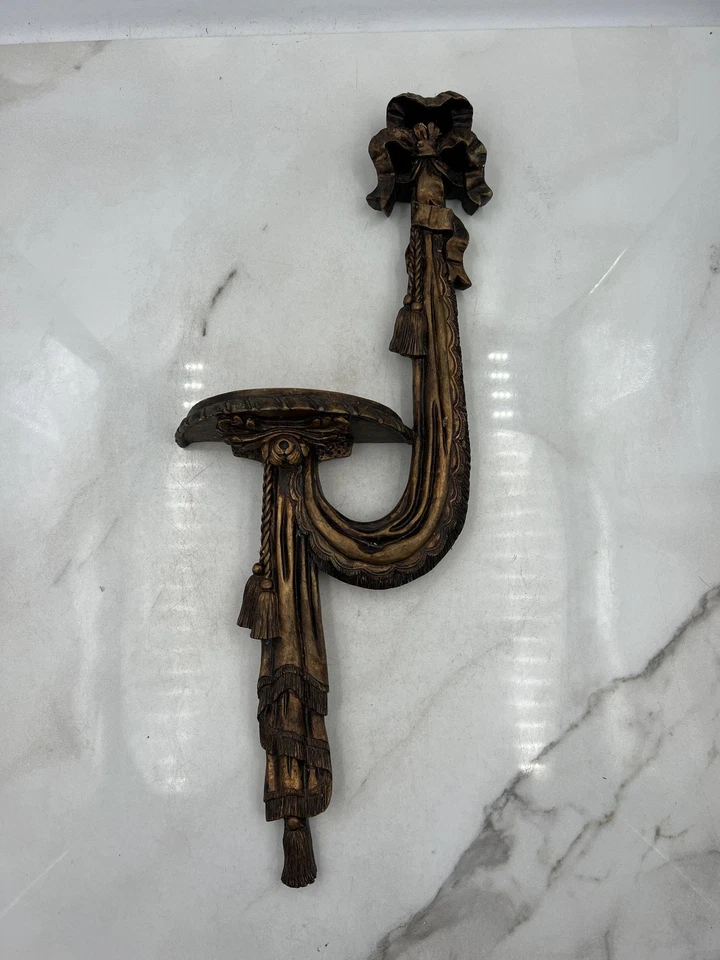 Arandela Design Toscano prateleira de parede Corbel Demi-Lune resina arco borla ouro rococó - Imagem 1 de 4