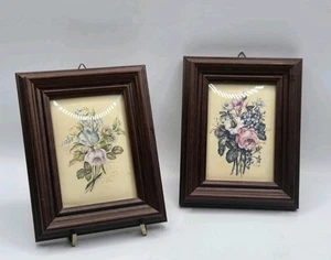 Vintage L.F. Roubillac S/2 French Floral Framed Silk Screen Lithographs • Signed - Picture 1 of 14