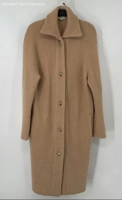 Abrigo Vince Marrón Mezcla Lana Manga Larga Botón Frontal Mujer Talla Pequeña Foto 1 de 4