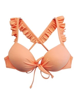 Top de natación de bikini con aros y correa con volantes Salt + Cove para mujer coral  Foto 1 de 4