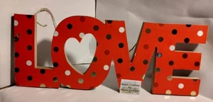 Red Wooden Love Sign For Indoor Or Outdoor, Decorations Home Decor - Picture 1 of 1