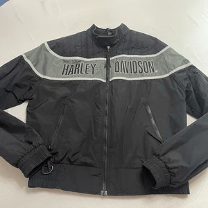 Chaqueta de bombardero Harley Davidson para hombre negra de nailon de colección cortavientos de carreras talla mediana - Imagen 1 de 10