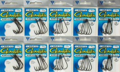 (LOTE DE 10) GANCHO GUSANO CURVA REDONDA GAMAKATSU NS NEGRO 2/0 48412-6 D4335 Foto 1 de 3