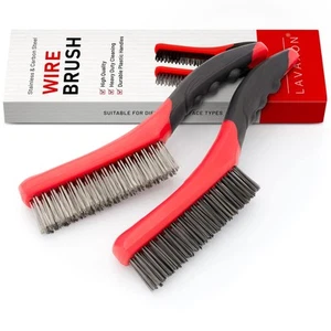 Wire Brush Set-Heavy Duty Stainless & Carbon Steel Bristles with Plastic Hand... - Picture 1 of 7