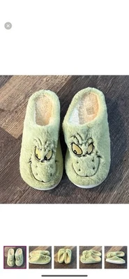 Nuevo- Zapatillas de mujer Grinch de piel sintética, sin cordones, tallas 7,5 u 8,5 Foto 1 de 4