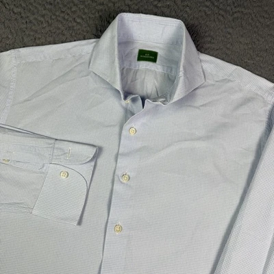 Sid Mashburn 衬衫男式大号蓝色白色格子长袖纽扣经典 — 第 1/4 张图片