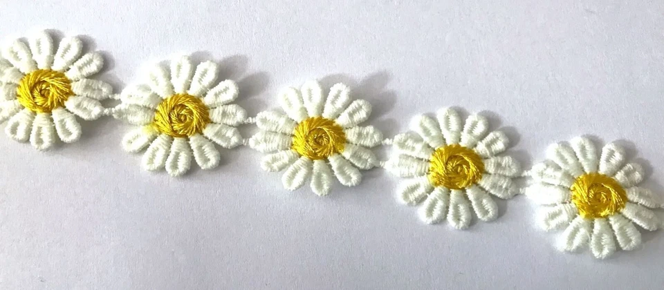 2 Yards Flower Colorful Lace Edge Trim Craft Daisy Orange Purple Sewing Flowers - Image 1 of 1