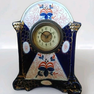 Vintage Imari Style Colbalt Blue 7.5" Shelf Clock. Restoration Project. - Picture 1 of 5