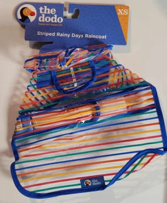 The Dodo Striped Rainey Days Raincoat Dog XS (Back Length 9-12inch) - Image 1 of 3