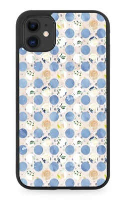 Blue Fruity Polka Dot Pattern Rubber Phone Case Floral Flower White Dots E886  - Image 1 of 2