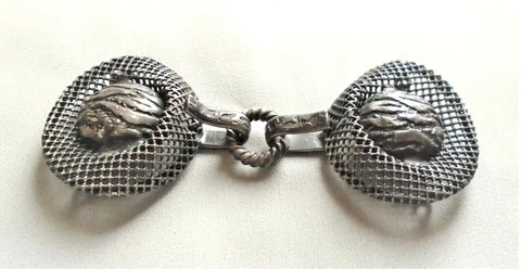 ANTIQUE Mesh Cloak Cape Coat Latch Hook Buckle Cover
