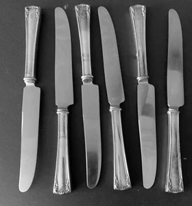 Lot #50 Silver Plated Flatware - (6) Alvin Lafayette Dinner Knives 1915 D Mono - Picture 1 of 4