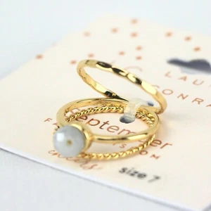 LC Lauren Conrad Size 7 Gold-Tone Rings Cheers September - Picture 1 of 2