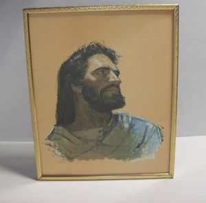 Vintage 1962 EL CRISTO, por M Hook, impresión litográfica de Jesús, 8x10" enmarcada - Imagen 1 de 14