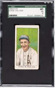 💥 Eddie Collins E101 Set of 50 Philadelphia A's HOF RC SGC 3 ⚾