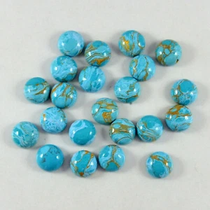 10 Pcs Lot Sky Blue Copper Turquoise Cabochon- 7 mm round Loose Gemstone - Picture 1 of 3