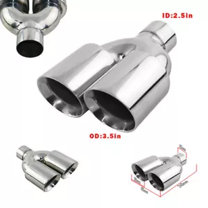 2.5'' Slant Cut Dual Exhaust Tip Double Wall Stainless Steel Exhaust Pipe Tip - Picture 1 of 7