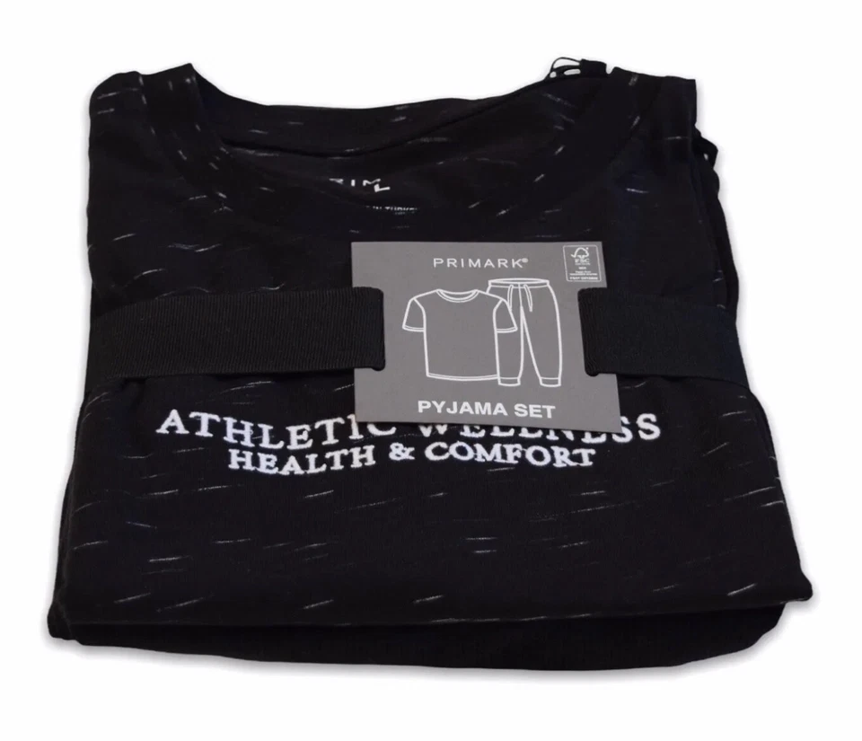 Men's Primark Athletic Wellness Health & Comfort Pyjama Set Black Size L - Image 1 of 4