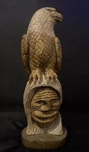 Rare American Bald Eagle Inuit Soapstone Carving Signed Travis Thomas 83' - Picture 1 of 12