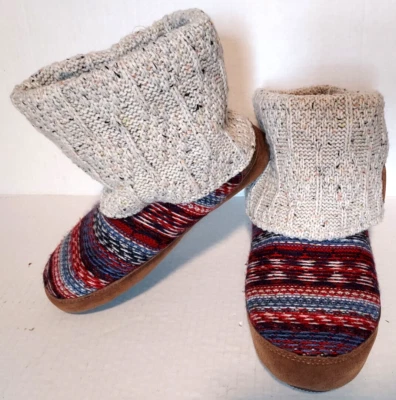 Muk Luks Womens Ankle Slipper Boots Knit Suede Faux Fur Lined - Sz S 5/6 - Image 1 of 4