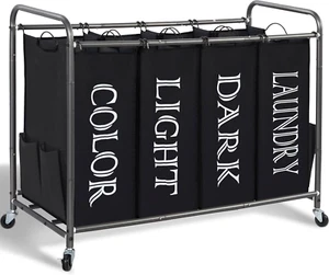 STORAGE MANIAC Laundry Sorter, Divider with Side Pockets, Multi Separator Hamper - Picture 1 of 12