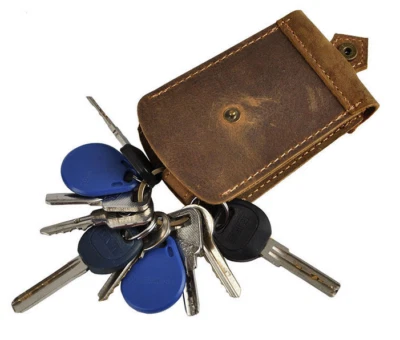 men women key box case Rings holder pocket real cow Leather pouch bag brown H350 - Image 1 of 4