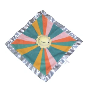 Cloud Island Smiling Sun Ray Colorful Baby Blanket Gray Satin Security Lovey - Picture 1 of 3