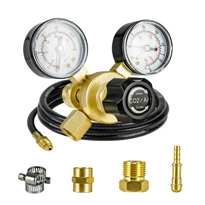 0-4500PSI Argon CO2 Flow Meter Welding Regulator Welder Gauge Gas w/ 6.6FT Hose - Image 1 of 4