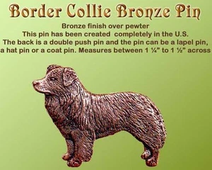 Bronze Copper Dog Pin Border Collie - Picture 1 of 1