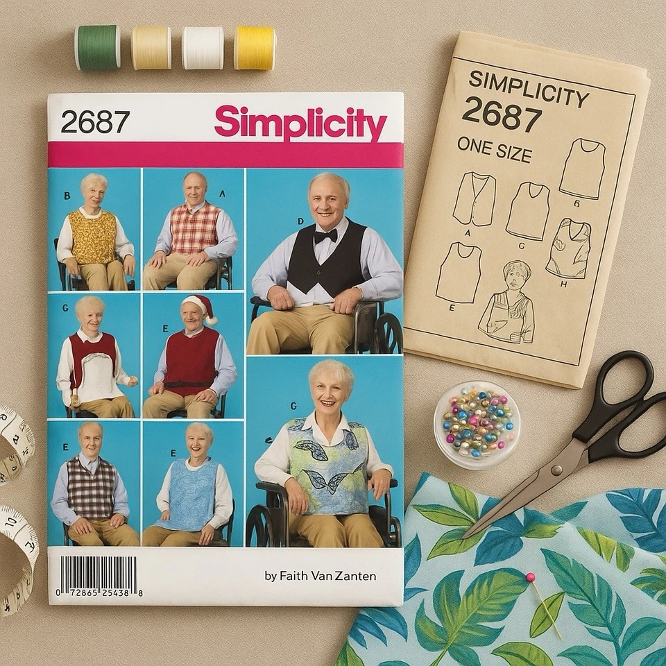 Simplicity 2687 Adult Clothing Protectors & Hats Pattern One Size UNCUT - Image 1 of 4