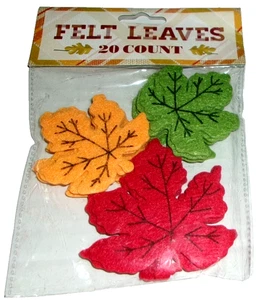 FALL ~ FELT LEAVES ~ ASSORTED COLORS ~ 20 Count - Picture 1 of 1