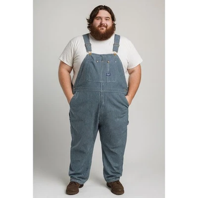 Big Smith Hickory Stripe Bib Overall Mens 50W x 30L Blue Stripe Straight Leg - Image 1 of 4