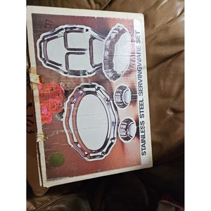 Margetesa Edelstahl 5-teiliges Serviergeschirr Set Oval Platte Schüsseln - Bild 1 von 5