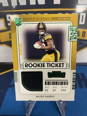 2021 Panini Contenders Najee Harris Rookie Ticket Patch Green Alabama Steelers - Image 1 of 3