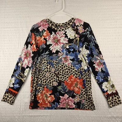 Camiseta Johnny Was Ontari Manga Larga Ajustada Raglán Floral Colorida Para Mujer S Foto 1 de 4