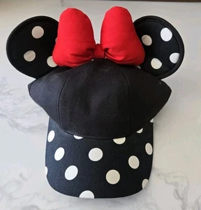 Disneyland Resort Black Minnie Mouse PolkaDot Adult Hat Cap Ears - Picture 1 of 3