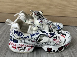 Reebok Instapump Fury Graffiti Print Sneakers White Multicolor – Size 8 - Picture 1 of 12