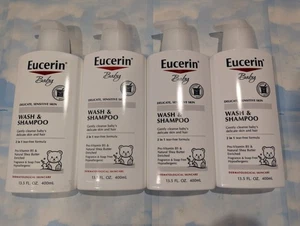 LOT (4) EUCERIN BABY WASH & SHAMPOO 2IN1 TEAR-FREE FRAGRANCE-FREE 13.5 FL OZ - Picture 1 of 1