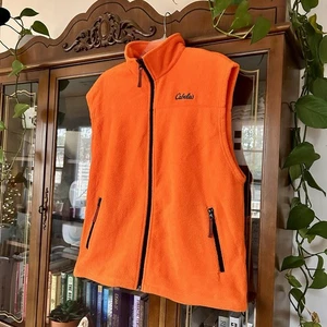 Cabelas Blaze Orange Fleece Vest Men’s Sz M - Picture 1 of 3