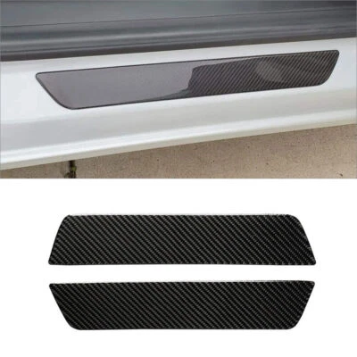 Protector de umbral de puerta trasera de fibra de carbono 2 piezas cubierta de acento para Tesla Modelo 3 Foto 1 de 4