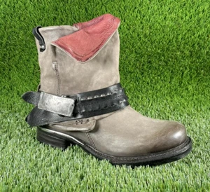 Botas al tobillo As98 ""Sebastian"" con hebilla de cuero para motociclista gris cremallera | Talla 36 (EE. UU. 5.5-6) - Imagen 1 de 12