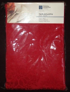 Town & Country Living ~ MAROON Damask Tablecloth, 70" x 160" OBLONG, Seat 16 New - Picture 1 of 4