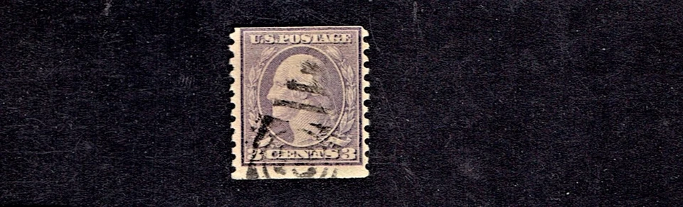 1916-22 U.S Reg Issue 3c Violet Washington p.10v COIL Ty I Sc#493 Shoeprint ^   - Image 1 of 1
