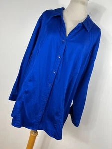 Catherines 2XWP 2X Petite Shirt Top Blue Button Down Front 3/4 Sleeve Stretch J9 - Picture 1 of 6