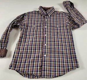 Roper Shirt Boys L (12-14) plaid purple and brown Button Up Western Rodeo Cowboy - Picture 1 of 7