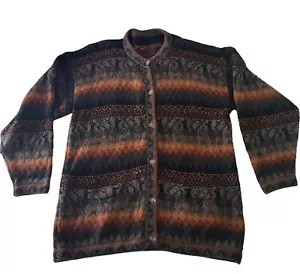 Artesania Los Andes Cardigan Sweater Peruvian Alpaca Wool M Pockets Warm Fall - Picture 1 of 14