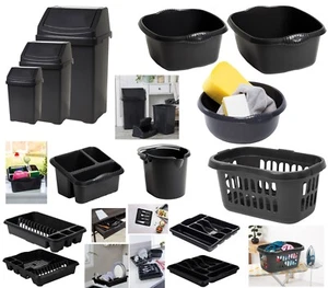 Dark Grey Kitchen Set - Dustbins Dish Drainer Bowls Cutlery Tray Sink Tidy Caddy - Picture 1 of 175