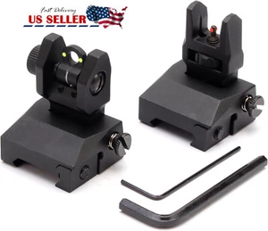 Iron Sights Flip Up Backup Fiber Optic Front Rear Sight Set with Red Green Dot - Picture 1 of 17