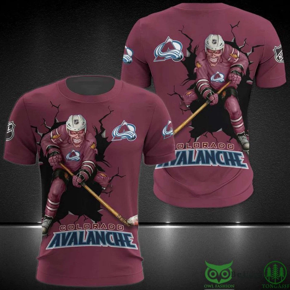 Camiseta Colorado Avalanche Calavera Jugando Hockey, Camisa Hockey, Regalo Navidad Foto 1 de 2