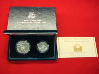 1992 U.S. MINT COLUMBUS QUINCENTENARY 2 PC. PROOF SET - DOLLAR & HALF - NICE - Image 1 of 4